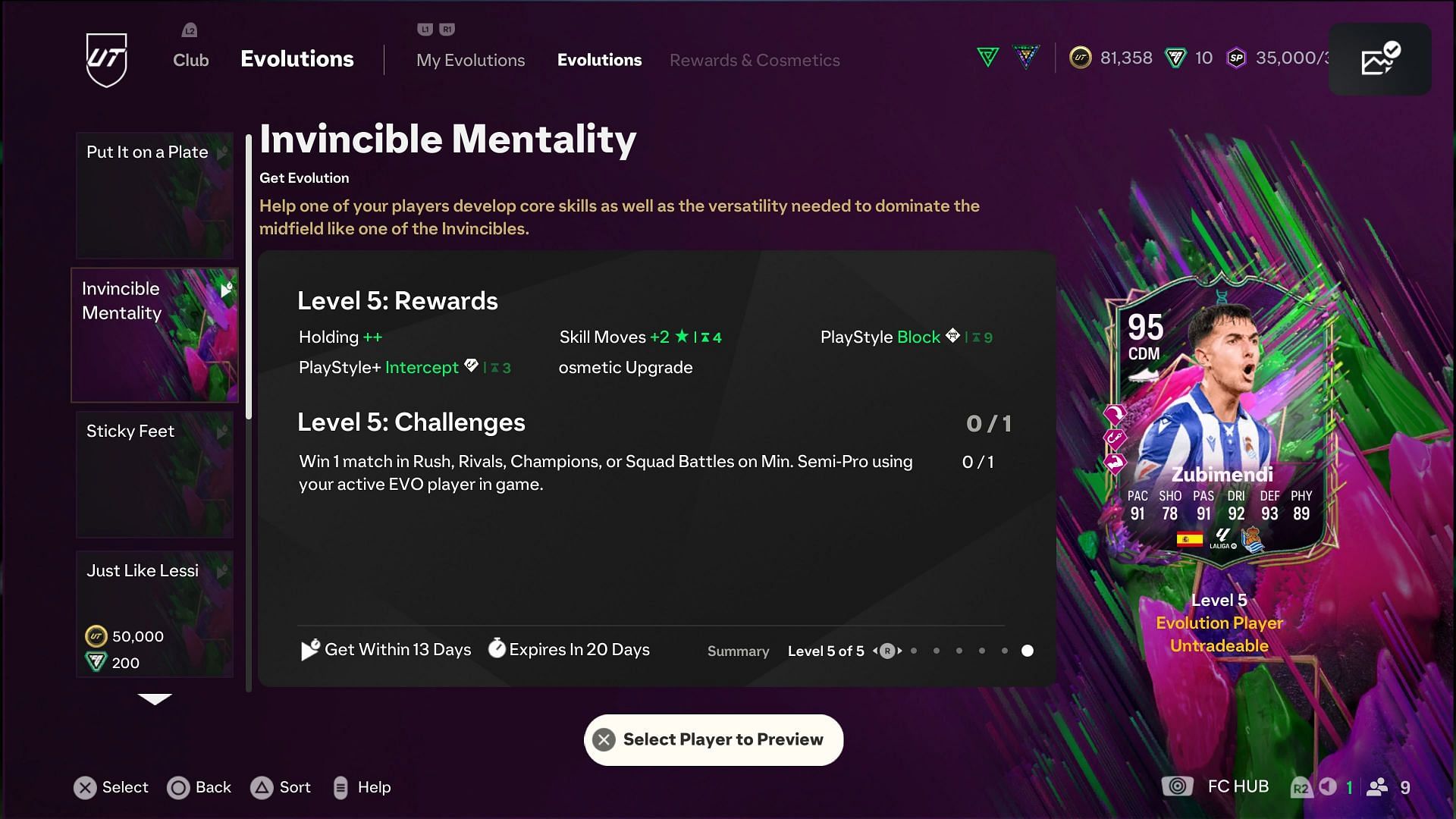 The EVO has five levels (Image via EA Sports)